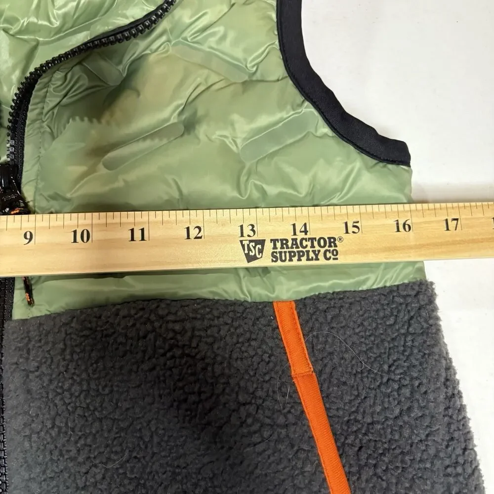 Old Navy Kids‎ Medium 8 Green Gray Sherpa Fleece Quilted Hooded Puffer Vest